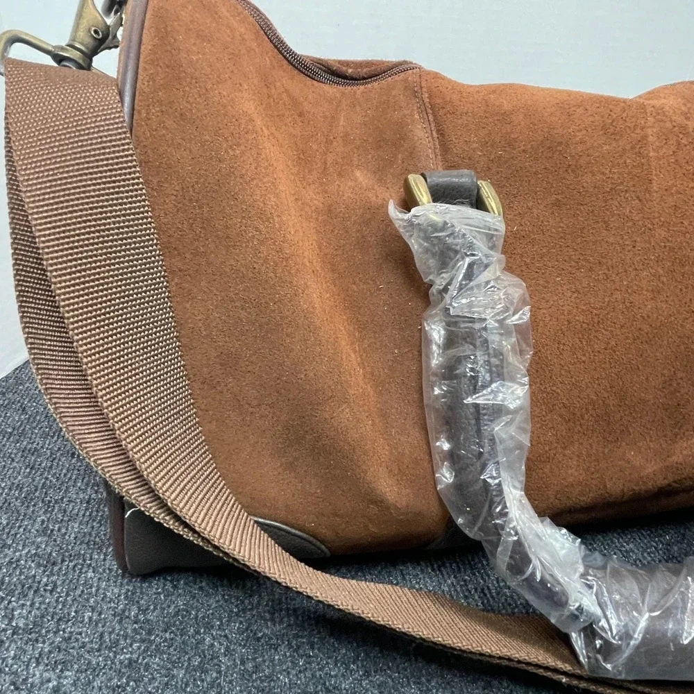 Marlboro Leather Duffel Bag Large Brown Suede Vtg Western Travel Bag 2003 RARE